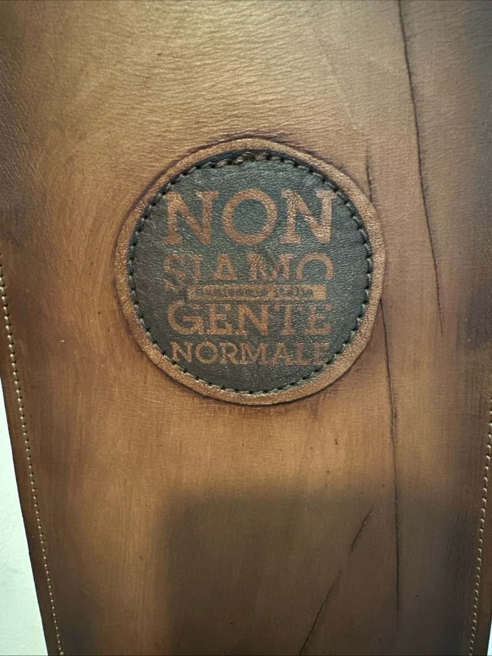 Manicomio Italia Leather Wine Bottle Carrier Non Siamo Gente Normale Tuscany